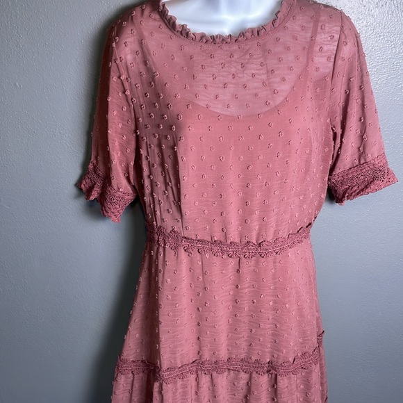 Lulus Dreaming of You Mauve Purple Swiss Dot Midi Dress - Picture 6 of 11